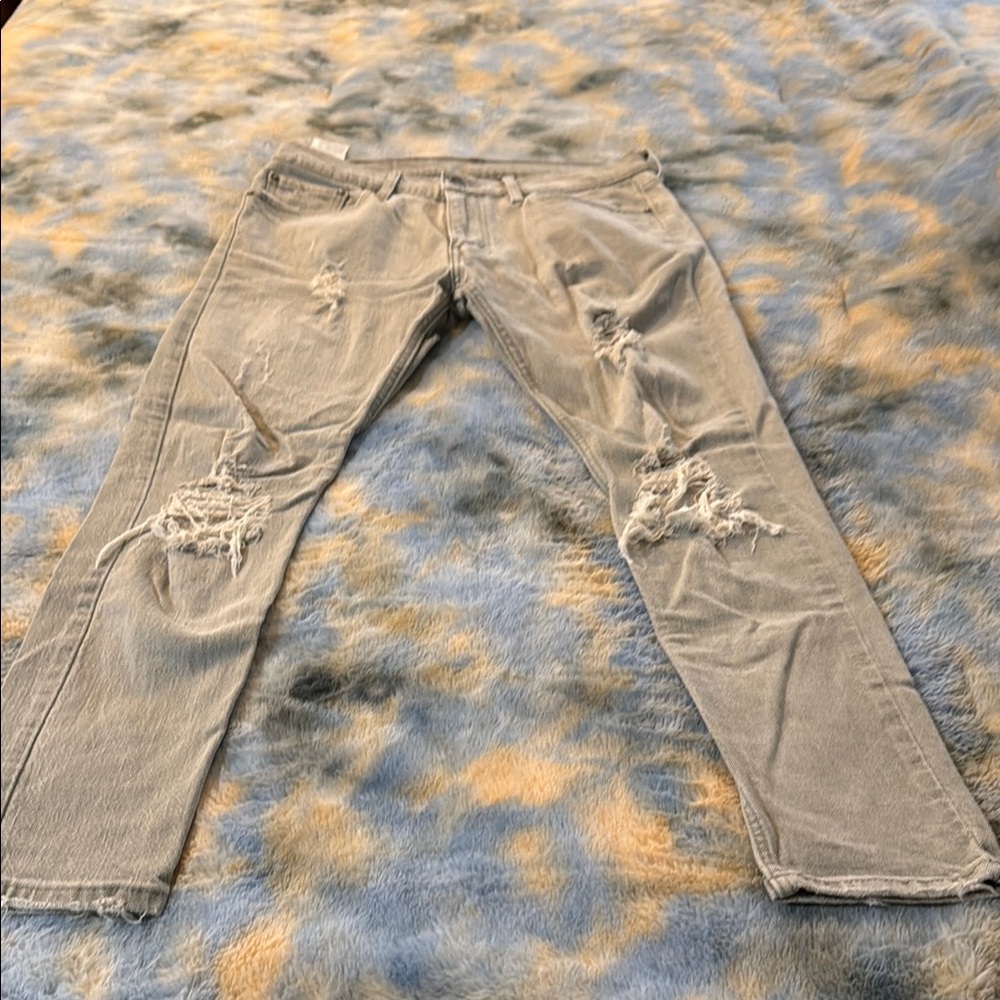 Levis Straight Leg Jeans with Distressed Details